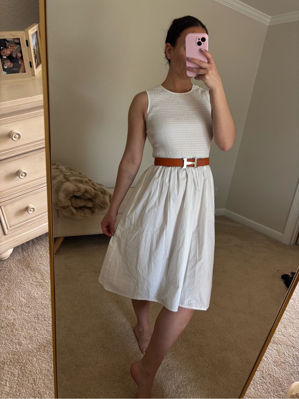 French Connection White Midi Dress